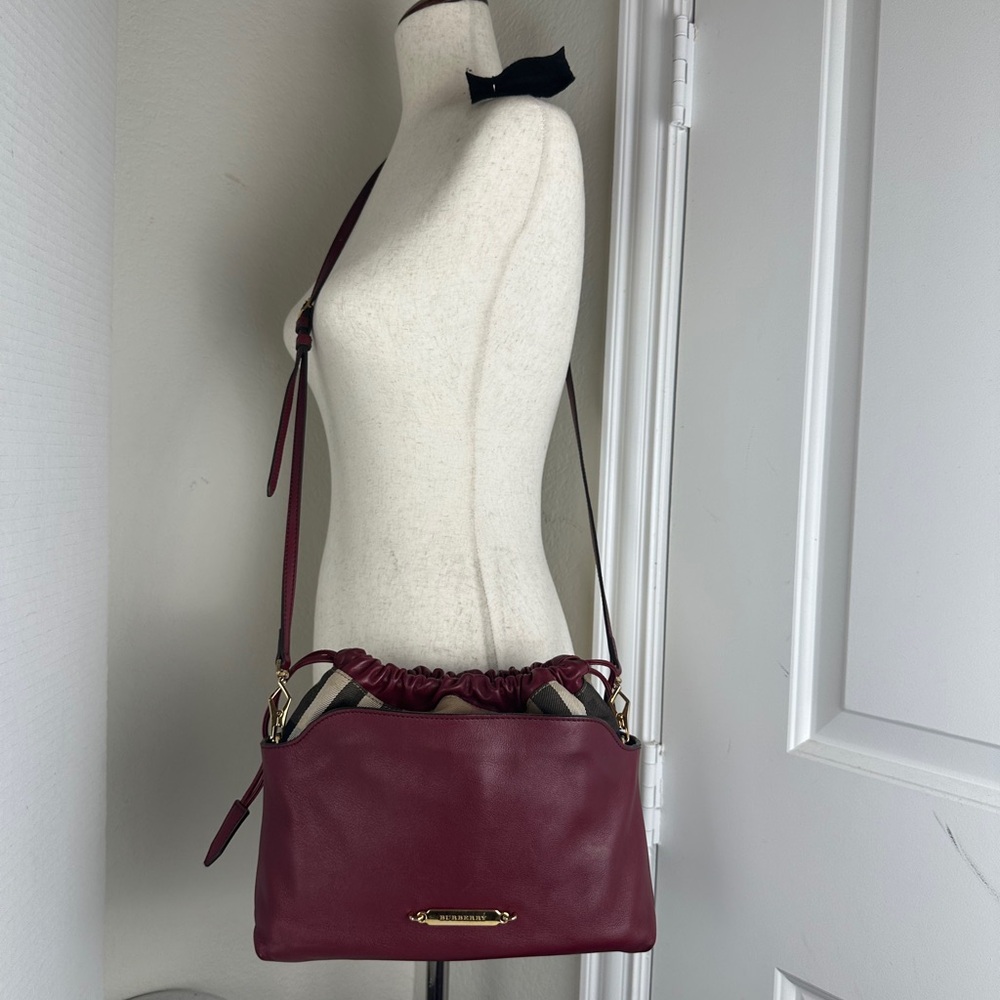 BURBERRY LEATHER & NOVA CHECK SHOULDER/CROSSBODY BAG - Picture 10 of 11